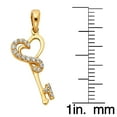 thumbnail image 2 of Precious Stars 14K Yellow Gold Cubic Zirconia Ladies Key to My Heart Pendant with 18" Chain Necklace, 2 of 5