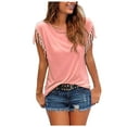 thumbnail image 1 of Hiiyo T-Shirt à Franges pour Femme Grande Taille, Manches Courtes, Col Rond, T-Shirt d'Été, Tailles XXXXXL, 1 of 3