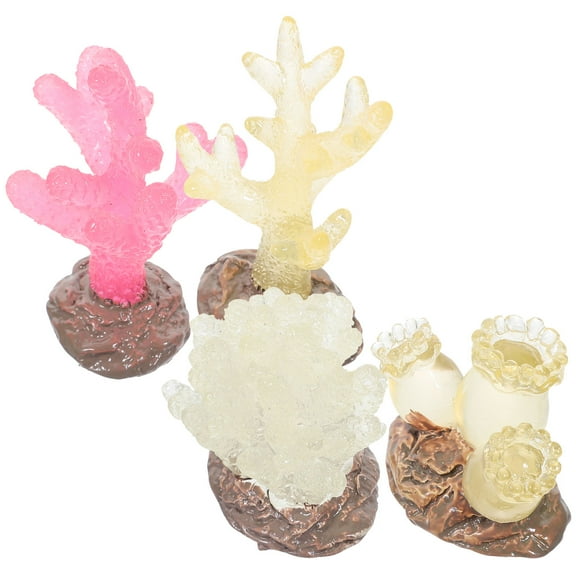 MLINS  4 Pcs Glow-in-the-dark Coral Reef Decorations Aquarium Plant Fish Tank Plants Faux