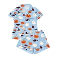 thumbnail image 4 of Summer Sales Womens Pajama Sets Satin Fall Pumpkin Print Short Sleeve Button Loungewear Halloween Pajama Sets for Women 2 Piece, 4 of 4