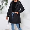 thumbnail image 2 of Ihhxva Windbreaker Jacket for Women Hooded Trench Coat with Pockets Adjustable Waist Women's Longline Lightweight Waterproof Casual Spring Outerwear S-3XL, 2 of 7