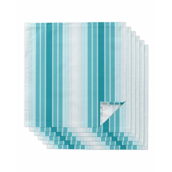 nqOlkjepod Turquoise Ombre Stripe Cloth Napkins Set of 6 Reusable Dinner Napkins, Farmhouse Simple Striped Cocktail Napkin Washable Table Napkins for Wedding/Holiday Party/Baby Shower 20"x20"