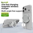 thumbnail image 5 of 25W for MagSafe Wireless Charger, Fast Magnetic Wireless Charging Pad Ultra-thin Portable Built Ring Stand Qi2.2 Certified Aluminum Alloy Glass Panel for iPhone 17 16 15 14 13 12 Series& AirPods 4-2, 5 of 9