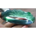 thumbnail image 2 of Icy Green Natural A JADE Jadeite Phoenix Flower Ruyi Bangle Bracelet 59 mm 680216 TN, 2 of 14