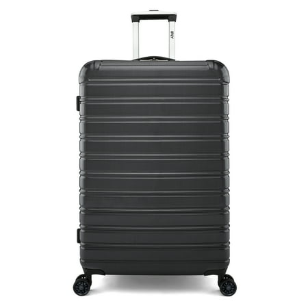 iFLY Fibertech 28" Large Checked Expandable Hardside Spinner Suitcase, Black