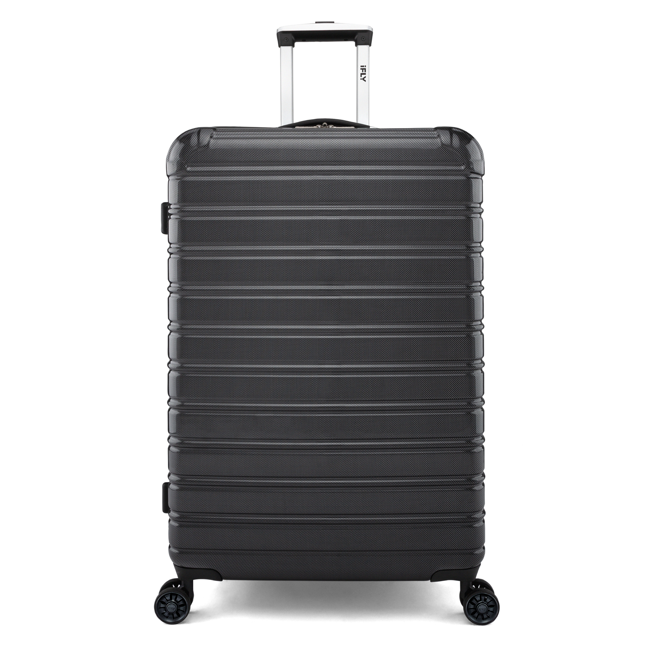 iFLY Fibertech 28" Large Checked Expandable Hardside Spinner Suitcase, Black