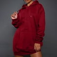 thumbnail image 3 of QUYUON Long Hooded Sweatshirt Women Hoodies Dress Drawstring Pockets Long Sleeve Hoodie Pullover Tops Side Split Hem Blouse Shirts Fall Sweatshirts Winter Sweater Coat Wine S, 3 of 8