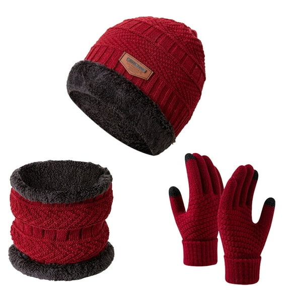 BRICH 3-Pieces Winter Beanie Hat Scarf and Touch Screen Gloves Set Warm Knit Skull Cap for Men Women One Size