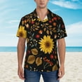 thumbnail image 4 of Haiem Sunflowers Leaves Printed Hawaiian Shirt for Men - Men’s Casual Beach Summer Shirts - Stretch Fabric with Modern Fit-Large, 4 of 9