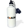 3dRose coach, black letters with basketball on white background, Sports Water Bottle, 21oz