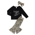 thumbnail image 1 of Xingqing 3Pcs Toddler Baby Girls Fall Clothes Letter Long Sleeve T-Shirt + Zebra Pattern Pants + Headband Set, 1 of 9