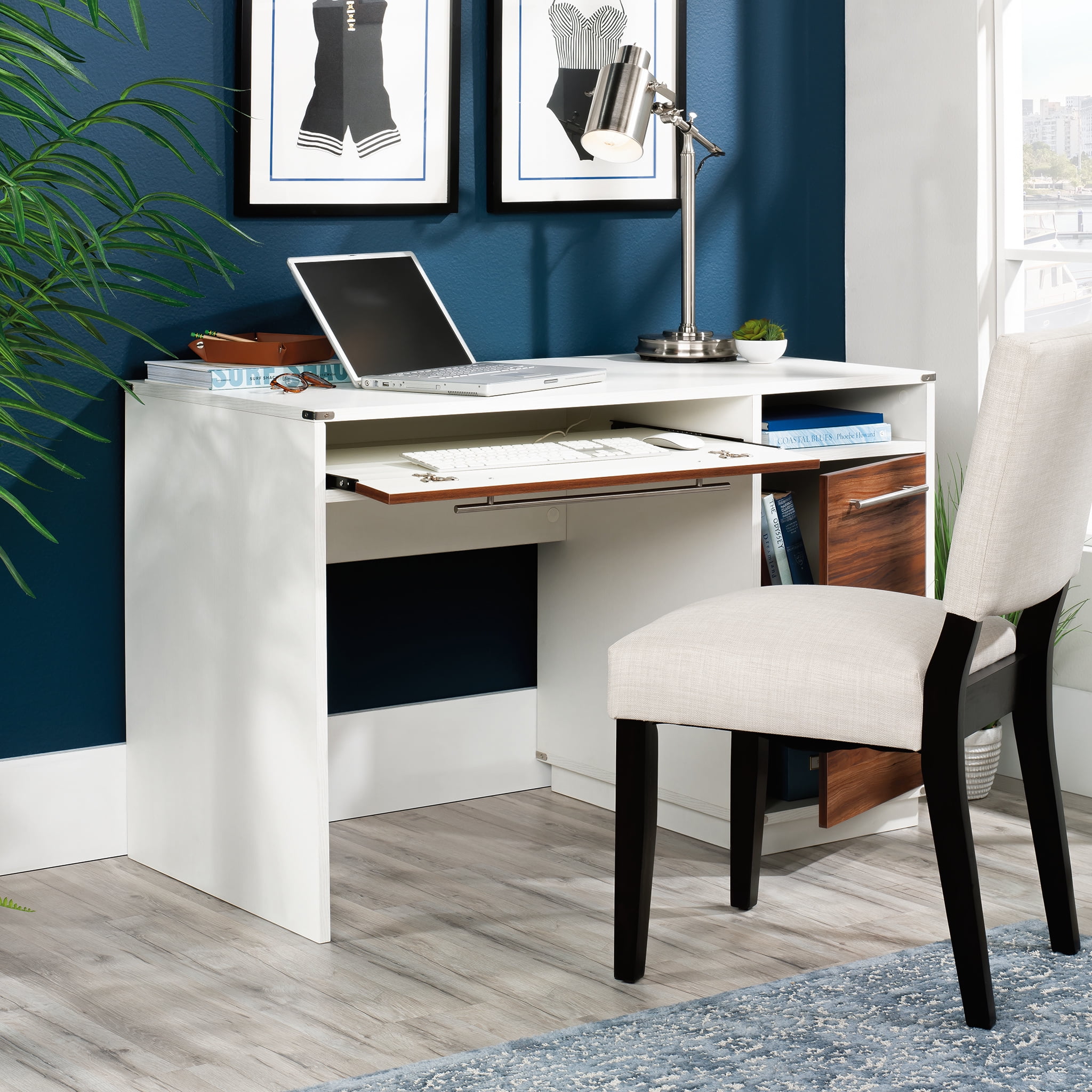 Sauder Vista Key Modern Home Computer Desk with Storage, Pearl Oak Finish