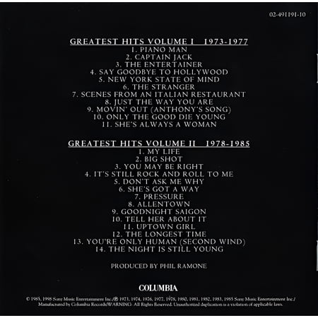 ビリージョエル CD アルバム BILLY JOEL GREATEST HITS VOLUME I &amp; VOLUME II 2枚組 輸入盤 ビリー・ジョエル ビリー・ザ・ベスト