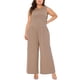 thumbnail image 2 of Mono sin mangas de talla grande para mujer Agnes Orinda, con cuello redondo, pantalones anchos, overoles casuales de verano con bolsillo 2X en caqui oscuro, 2 of 6