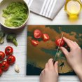 thumbnail image 3 of Fantasy Cutting Board, Flying Man with Balloons in Sky Starry Night Freedom Fun Theme Illustration, Decorative Tempered Glass Cutting and Serving Board, Large Size, Orange Ash Grey, by Ambesonne, 3 of 5