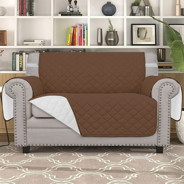 BUTORY Padded Sofa Cover for Leather Sofa Anti-Slip Seat Couch Cover with  Ropes Buckles Waterproof Sofa Slipcover Furniture Cushio