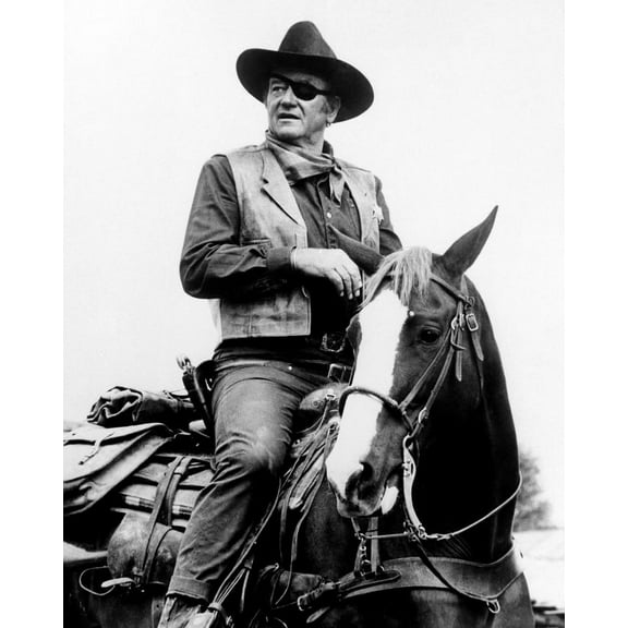 True Grit John Wayne Iconic portrait on horse as Marshall Rooster Cogburn Photo