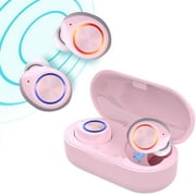 Black Friday Sales True Wireless Earbuds V5.0 Bluetooth Earbuds Waterpoof LED Sports in-Ear Wireless Headphones,HD Stereo Sound Bluetooth Wireless Earphone with Charging Case (Pink)