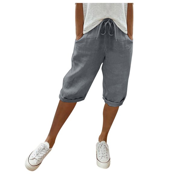 Bmisegm Womens Solid Pants with Pocket Elastic Casual Pants Pocket Capris Pants for Women GY1 XXL