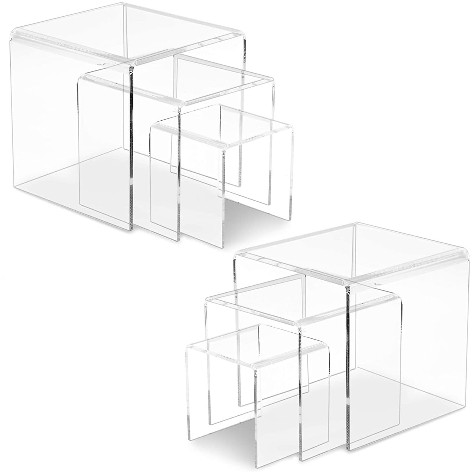 Small set of 3 Clear acrylic display risers 2 3 4 inch square wholesale 