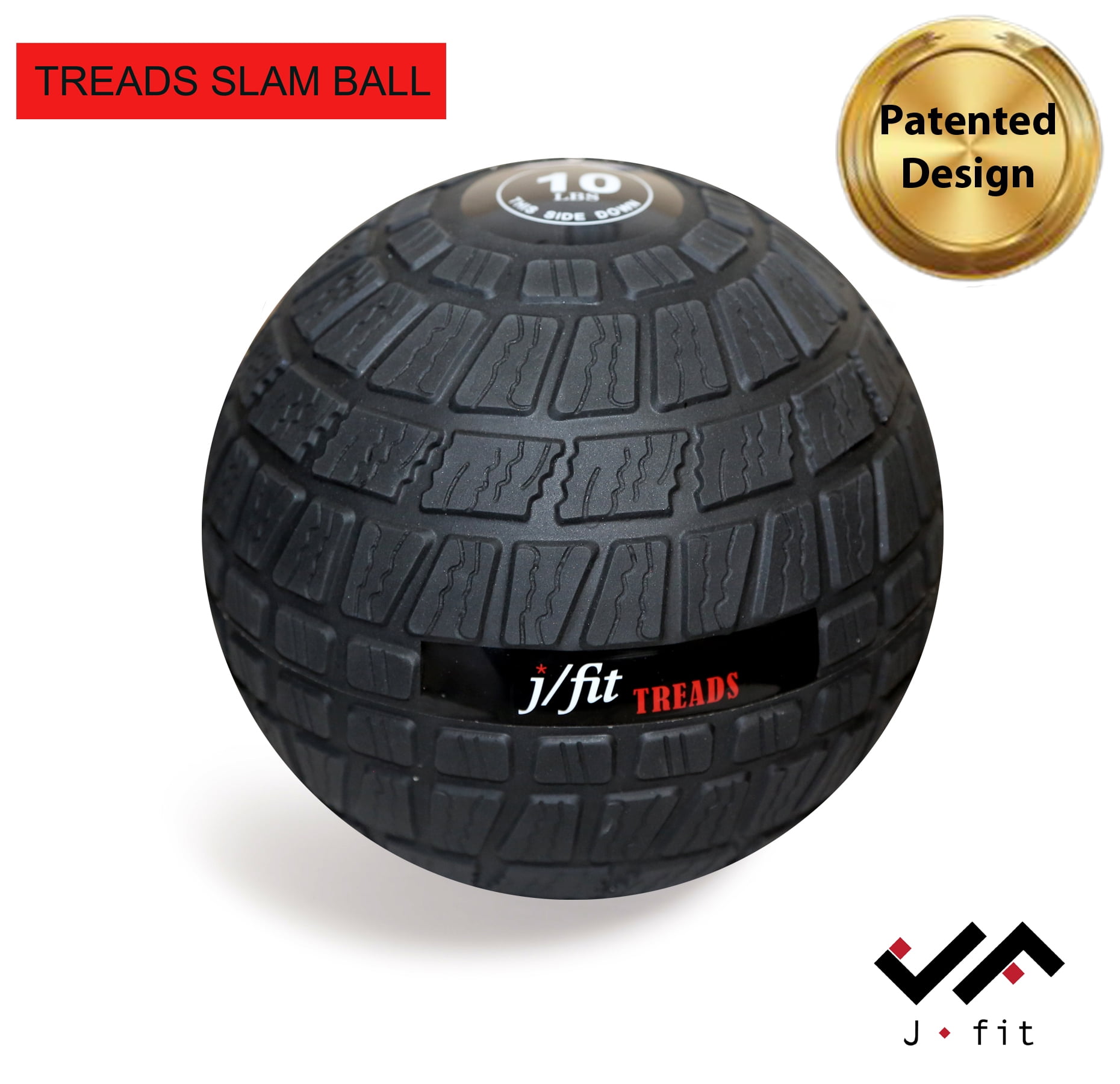 j/fit TREADS Dead Weight Slam Ball with Easy-Grip Textured Surface 10 lb 