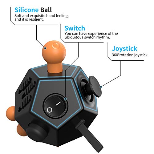 Atic 12 Sided Fidget Cube Fidget Twiddle Cube Dodecagon Stress Relief Hand Toy Decompression For Add Adhd Autism Kids And Adults Black Orange Walmart Com Walmart Com