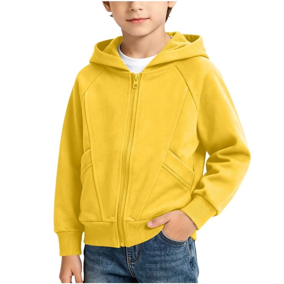 Lmnyox Kid's Hooded Jackets Loose Solid Color Long Sleeve Full Zipper Hoodies Casual Workout Coats with Pockets