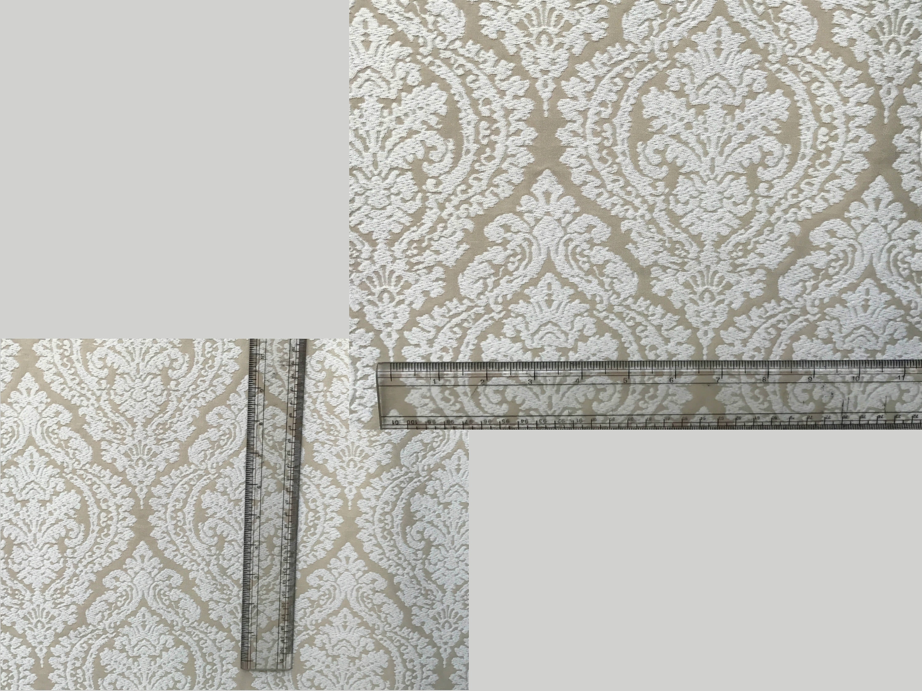 Fabric Mart Direct Champagne, Ivory Poly Cotton Fabric By The Yard, 54 inches or 137 cm width, 2 Continuous Yards Ivory Cotton Fabric, Damask, Upholstery Drapery Curtain Wholesale Fabric