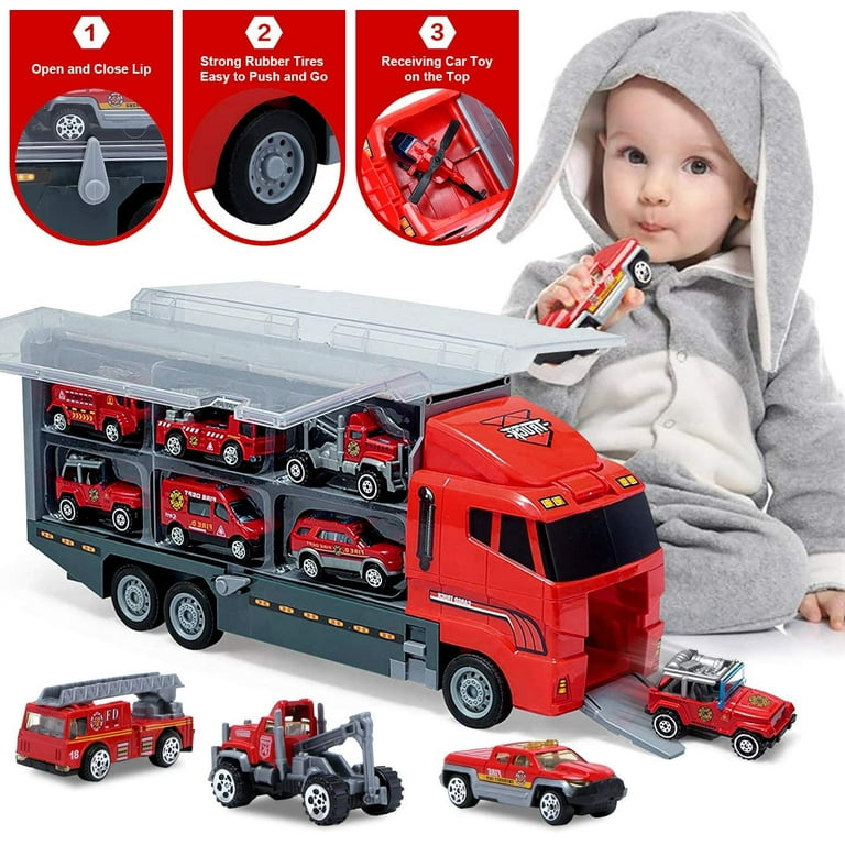 Car Toddler Toys for Boys Trucks 10 in 1 Diecast Fire Truck Mini
