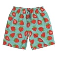 thumbnail image 2 of Honeii's Hand Drawn Strawberry Print Men's Casual Shorts with Drawstring，Swim Trunks Quick Dry Beach Shorts, 2 of 5