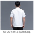 thumbnail image 4 of Abrigo de chef de verano Botones de uniforme del chef de poliéster con bolsillos delanteros Suministros de cocina de cocina para cafetera blanca xxl Inevent LF000330-10, 4 of 7