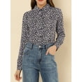 thumbnail image 6 of INSPIRE CHIC Women's Button Down Shirt Ditsy Floral Long Sleeve Point Collar Office Top M Dark Blue, 6 of 9