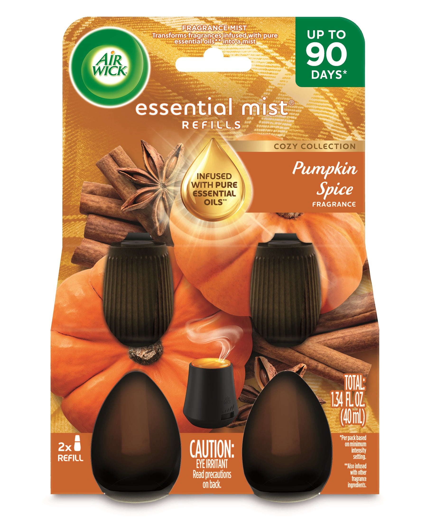 Air Wick Essential Mist Fall Scented Oil Cordless Diffuser Refills, Pumpkin Spice, 2 Count