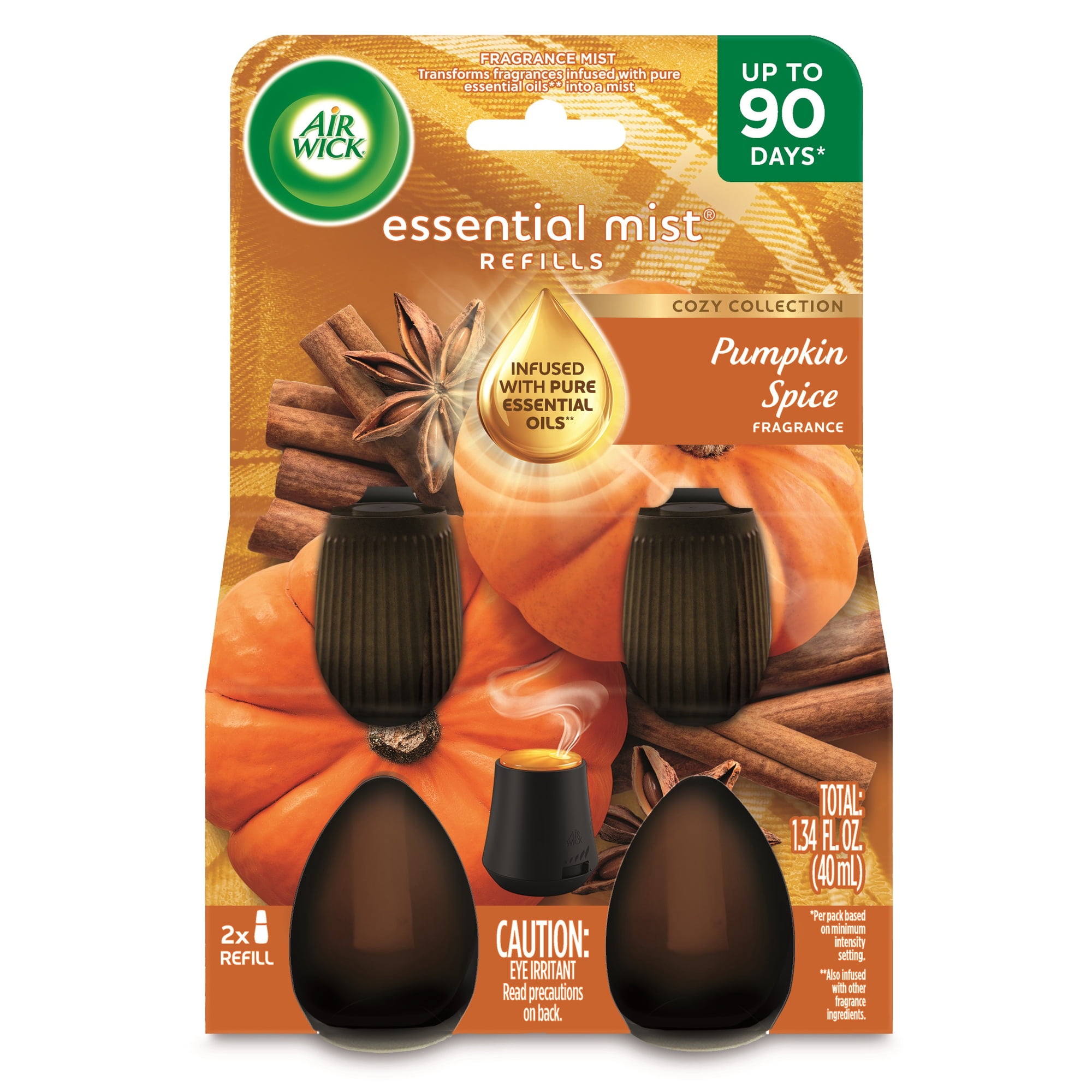 Air Wick Essential Mist Fall Scented Oil Cordless Diffuser Refills, Pumpkin Spice, 2 Count