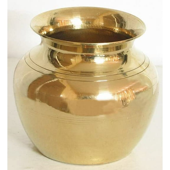 Brass Pooja Vessel/Kalash/Lota (Approx. 600 ML, Color Gold) for Pooja Kitchen Utensil Water Pot Kalash