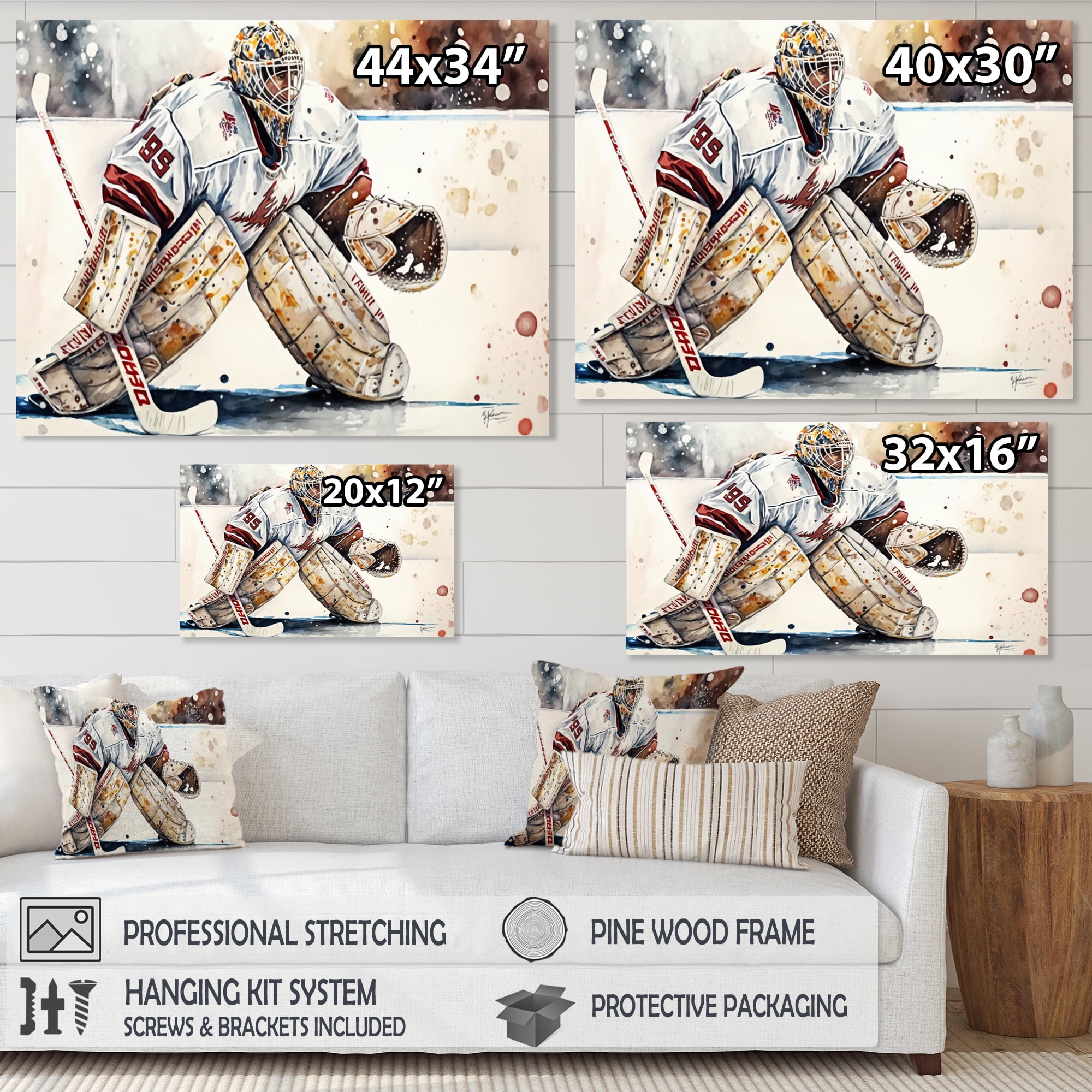 Designart Hockey Goalie On Ice During Game III Canvas Wall Art