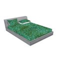 thumbnail image 2 of Grunge Fitted Sheet & Pillow Sham Set, Simple Retro Scissors Pattern on Bitoned Colors Backdrop Tailor Themed, Decorative Printed 3 Piece Bedding Decor, King, Forest Green Jade Green, by Ambesonne, 2 of 2