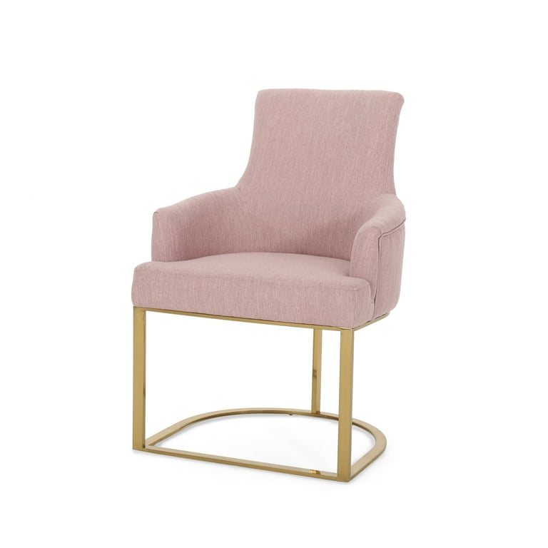 Noble House Kannon Modern Glam Fabric Chair Pink Walmart