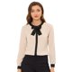 thumbnail image 1 of Camisa elegante Allegra K cuello de lazo contraste blusa de trabajo manga larga Beige XS, 1 of 4