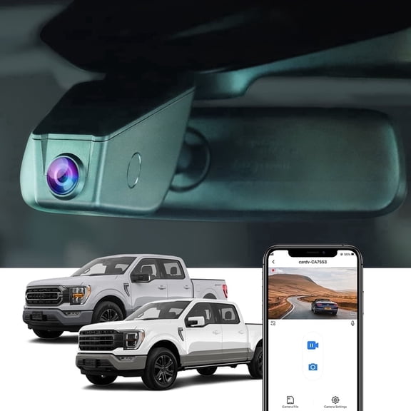 Fitcamx 4K Dash Cam for Ford F150 & F250 2021-2026, OEM Style Plug & Play WiFi, Night Vision, Loop Recording, 64GB