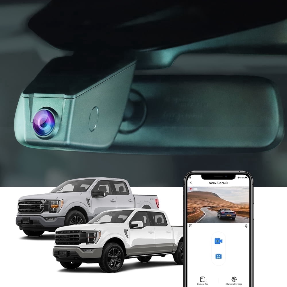 Fitcamx 4K Dash Cam for Ford F150 & F250 2021-2026, OEM Style Plug & Play WiFi, Night Vision, Loop Recording, 64GB