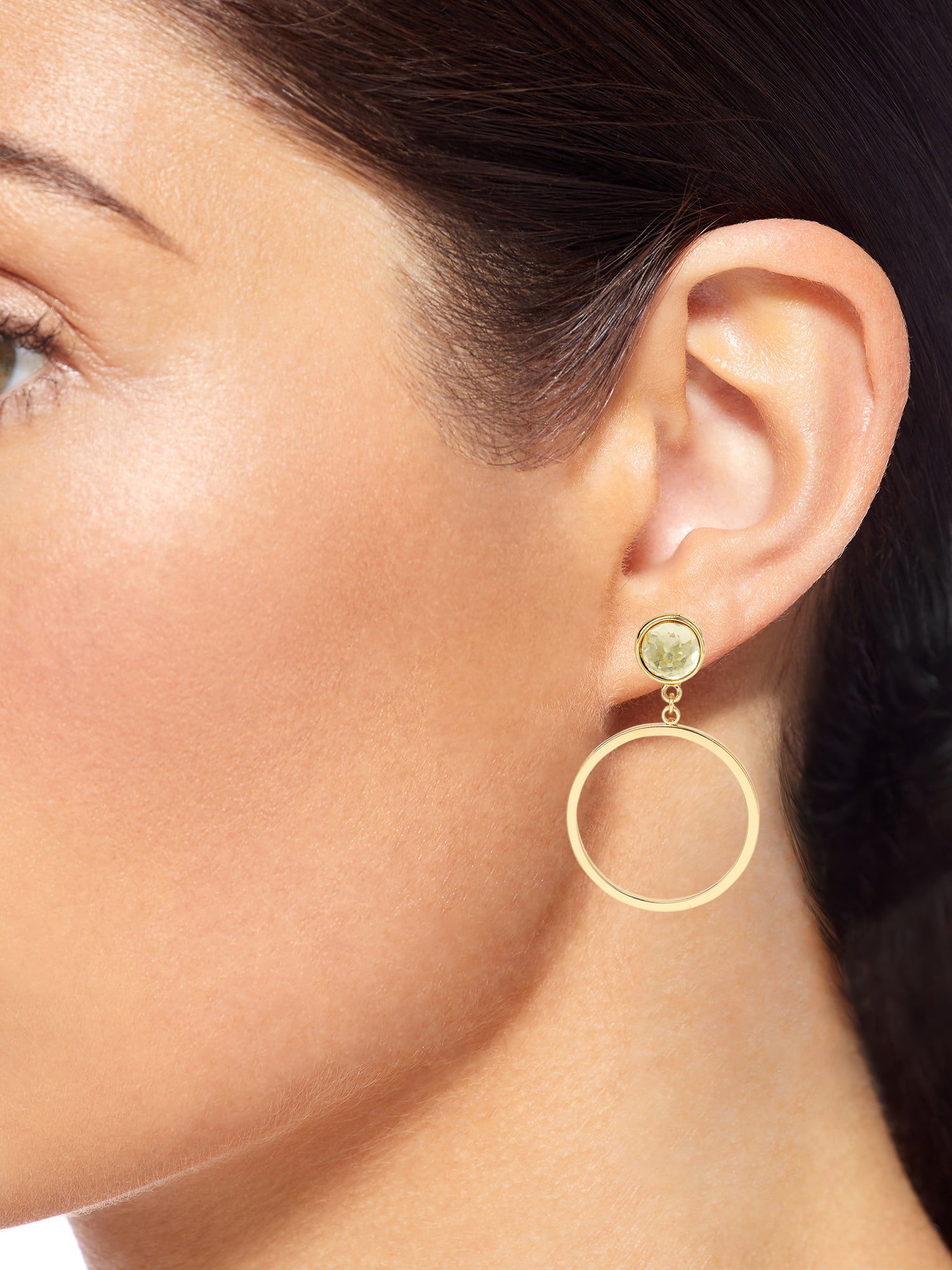 C. Wonder Glass Stone Dangle Earrings with Hoop Drop