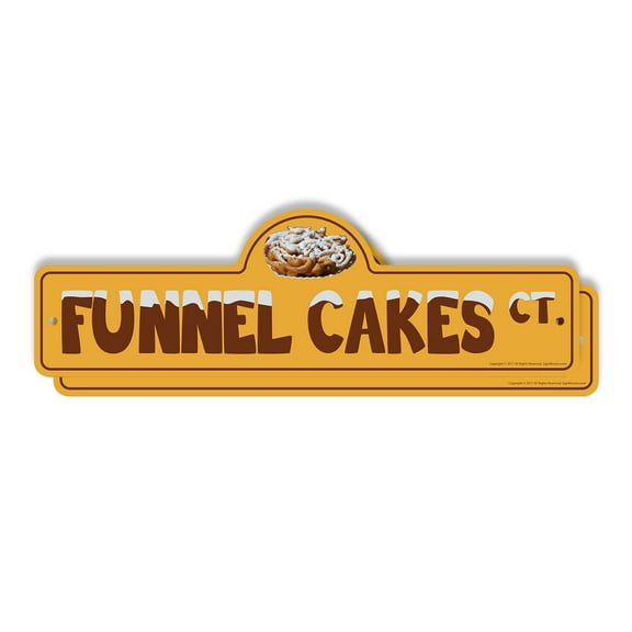 Funnel Cakes (2 Pack) Plastic Street Sign - 7 Inch X 20 Inch Gift Food Fair Carnival Dessert Sweet Fried Snack Festival Treat Fun Kids