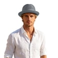 thumbnail image 3 of Mens Summer Fedora Cuban Short Brim Hat (Grey One Size), 3 of 5