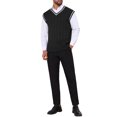 thumbnail image 2 of SUÉTER SIN MANGAS DE PUNTO DE CABLE DE COLOR SÓLIDO V-NECK PARA HOMBRES INSPIRAR CHIC TAMAÑO L NEGRO, 2 of 5