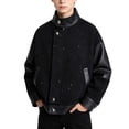 thumbnail image 3 of WAVSUF Boys Faux Leather Jacket Long Sleeve Zip Up Motorcycle Style Soft Warm Fall Trendy Windproof Coat Black 5, 3 of 10
