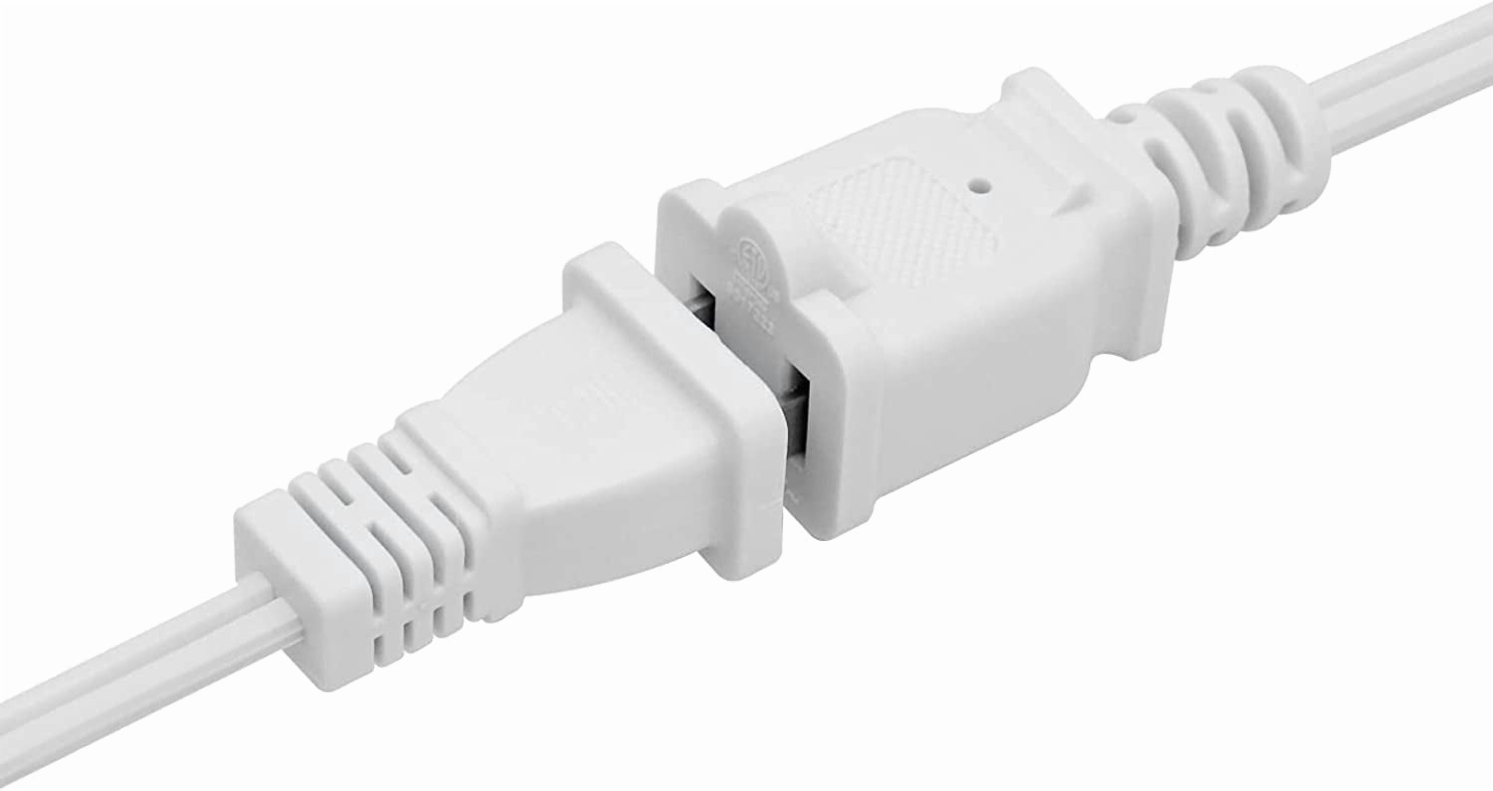 Short Extension Cord 1 FT,2 Prong White, Mini Extension Cord US Male/Female Power Cable UL Listed Perfect for Home, Office or Christmas Lights 2 Pack