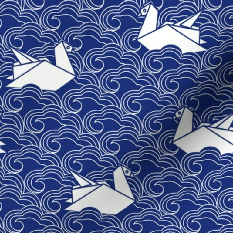 Spoonflower Fabric - Origami Duck Japanese Japan Waves Indigo Printed on  Modern Jersey Fabric Fat Quarter - Fashion Apparel Clothing with 4-Way  Stretch 