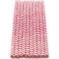 thumbnail image 2 of Pack of 150 Red Chevron Biodegradable 4-Ply Paper Drinking Straws (Compostable, Non-toxic, BPA-free), 2 of 3