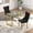 Table and 2 Black Velvet Chairs Golden Leg, variant on Sumdeal Modern 51" Rectangular Glass Dining Table with 2 Luxurious Velvet Chairs Dining Table Set(3-Piece) Golden Base,Table and 2 Black Chairs Golden Leg
